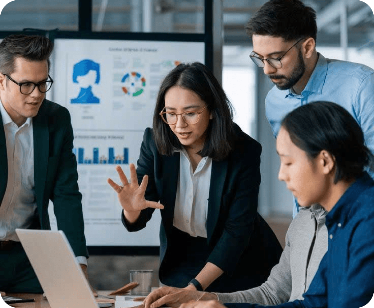 Une equipe qui collabore autour d'un ordinateur dans un bureau