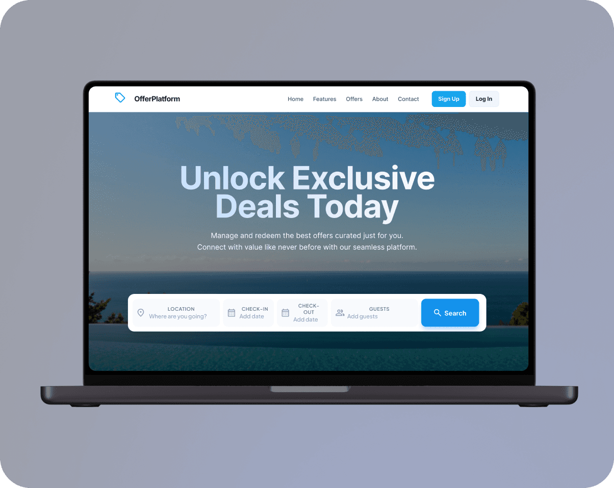 Preview of the travel agency platform
